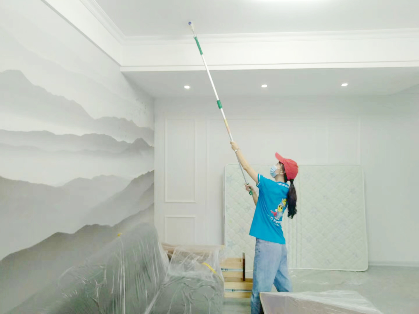 客廳頂面滾筒施工治理甲醛 客廳頂面滾筒施工治理甲醛